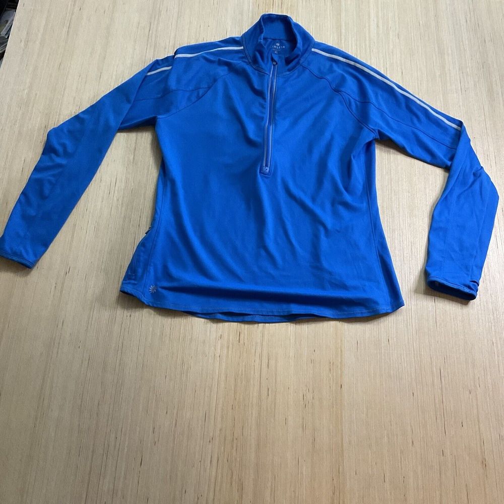 Athleta Half Zip Reflective Running Wild Reflective Top Blue 243315 Size XL